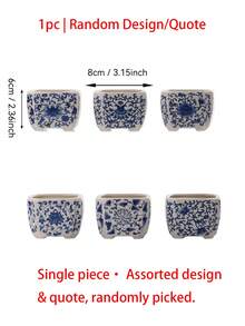 1pc/6pcs Blue & White Ceramic Succulent Planter, Chinese Porcelain Flower Pot With Drainage Hole, Small Bonsai/Cactus Pot, Suitable For Indoor Home Decor, Office Desk And Garden (Plants Not Included) - Multicolor - View 17