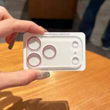 适用于 17/16/15/14/13/12/11 Pro Max 的 1 片装摄像头镜头保护膜 - 钢化玻璃材质，饰有闪亮水钻，防刮耐磨，设计时尚，兼容所有型号，手机镜头保护膜，时尚手机配件 - 粉色 - 查看 2