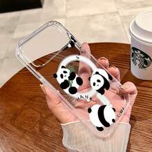 Cute cartoon rabbit phone case For  galaxy A14 A15 A16 A23 A25 A26 A32 A33 A34 A35 A36 A42 A52 A53 A54 A55 A56 A72 A73 5G S21 S22 S23 S24 Plus Ultra S21 S23 S24 FE S25 edge Luxury fashionable acrylic magnetic wireless charging hard case cover - ykl panda Transparansi74LR - Ver 5