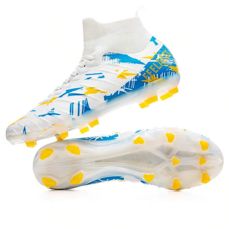 Men's Football Shoes, Sturdy Ground Football Spikes, Boys' And Girls' Sports Outdoor Football Shoes - White - View 1