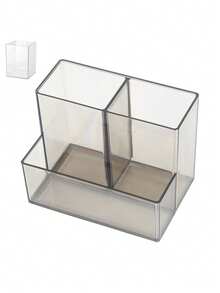 Organizador de escritorio de acrílico transparente minimalista de 3 compartimentos, caja organizadora de alta calidad para oficina y estudiantes