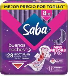 Saba Buenas Noches Toallas Femeninas con alas, 28 piezas - Toallas Nocturnas - Ver 1