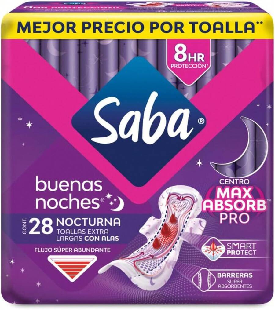 Saba Buenas Noches Toallas Femeninas con alas, 28 piezas - Toallas Nocturnas - Ver 1