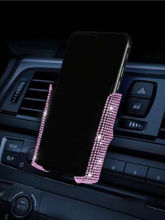 1pc Rhinestone Decor Car Air Outlet Phone Holder Creative Air Vent Mount, Multi-Purpose Car Interior Navigation Stand