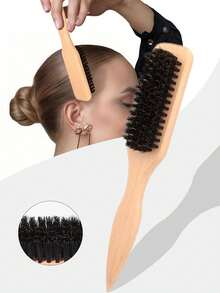 男女通用猪鬃毛发胡须刷 - 无香型专业美发造型刷，适合浓密/稀疏发质，可清洁渐变色头发并修剪，打造柔顺发型 - 彩色 - 查看 9