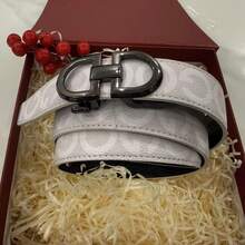 Men's Automatic Buckle Belt, V-Shaped Print, PU Leather, Business Casual, Christmas Gift - Multicolor - View 5