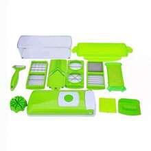 12 Piezas Cortador de verduras y frutas multifuncional rallador pelador picadoriuego de cocina - Verde - Ver 4