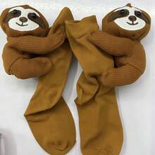 3D Animal Plush Hug Socks, Animal Pattern Knitted Floor Socks, Warm Socks, Cute Autumn/Winter Floor Socks - Monkey, Koala, Panda, Rabbit Etc. | Handmade Crochet Warm Mid-Calf/Knee-High Socks With Adorable 3D Animal Face And Hugging Arms | Comfortable Christmas Gift, Couples Set | Soft And Durable Yarn - Multicolor - View 4
