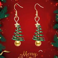 1 Pair Christmas Earrings With Snowflake, Reindeer Bell, Moon, Fan Shape, Multi-Layer Spring, Five-Pointed Star, Christmas Tree Stud Earrings, Creative Christmas Jewelry