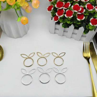 复活节兔子餐巾环，金属餐巾架，适用于餐厅、派对等场合