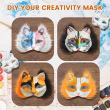 1/6/10/20pcs Orc Mask, White Cat Fox Mask, Blank DIY Mask, Animal Half Face Mask, Masquerade Costume Party Role Play - White - View 11