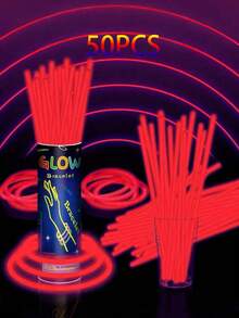 15/50/100 قطعة من أعواد الإضاءة الفلورسنتية الحمراء. هذه هي تجهيزات الإضاءة الزخرفية التي يمكن أن تضيء في الظلام. لها وقت إضاءة من 8-12 ساعة ويمكن أن تصدر ضوءًا. - الأحمر - مشاهدة 9