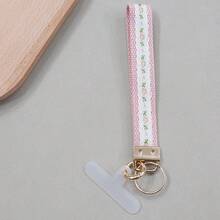 1个波西米亚风手工厚布刺绣钥匙扣，适用于 16/17 Pro Max手机挂绳、腕带、包包挂饰、钥匙链配件、印花织带钥匙圈、女士汽车钥匙链、女士包包吊坠钥匙扣、通用钥匙扣、女士时尚钥匙扣 - 手腕掛帶 - 查看 29