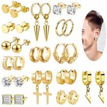 15 Pairs Of Stylish And Gorgeous Stainless Steel Earrings Set, With Multiple Colors And Styles To Choose From, Suitable For Daily Or Party Use, And Can Be Given As Gifts To Friends And Family - Black - View 5