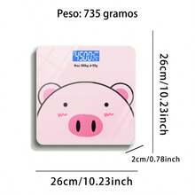 Bascula digital de vidrio figura de cerdito puerquito - Rosa Roja - Ver 7