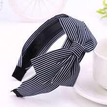 1pc Wide Black & White Striped Headband, Fashionable Elegant Minimalist Chic Hair Accessory ,Hair Band Hairband Beauty Home Hair Accessories,Summer,Holiday,Travel,Festival,Birthday - Multicolor - View 2