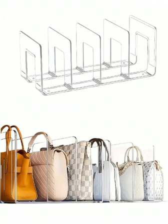 2 piezas Bolsas de almacenamiento transparentes para armario, pueden separar artículos como bolsos y carteras, divisores de estantería desmontables, organizadores prácticos de libros, adecuados para armario, baño, oficina, estantería de almacenamiento en forma de L, ahorro de espacio, aplicable para el hogar, dormitorio, oficina