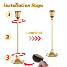 12个/6个/3个/套铁艺锥形烛台，装饰烛台 - 适用于婚礼、宴会、派对、壁炉装饰、柱形烛台，也适用于婚礼、家居装饰、节日派对装饰 - 金色 - 查看 5