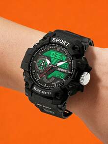 1 件多功能防水运动电子表，双显示屏，适合日常佩戴，馈赠佳品