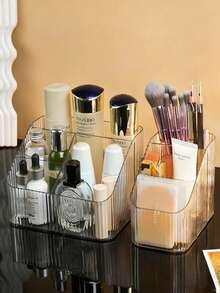 Caja de almacenamiento de cosméticos premium, estantería de almacenamiento transparente, estantería de almacenamiento de cosméticos, bolsa de maquillaje, esencial de viaje - transparente - Ver 14