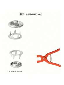 5爪紧固工具套装 - 免钉通用型 - 5爪母扣紧固钳和纽扣 1套 / 钳子 1把 + 纽扣（50套） - 紅色 - 查看 8