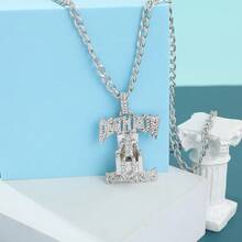 1pc Fashion Hip-Hop Style Cubic Zirconia Pendant Couple Necklace, Friend/Couple Gift - Pendant+Necklace - View 11