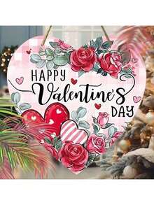 Colgante decorativo de madera con rosas románticas para el Día de San Valentín, un regalo para el compromiso y la boda de parejas, adecuado para puertas, cocinas, exteriores y jardines. Regalo del Día de San Valentín