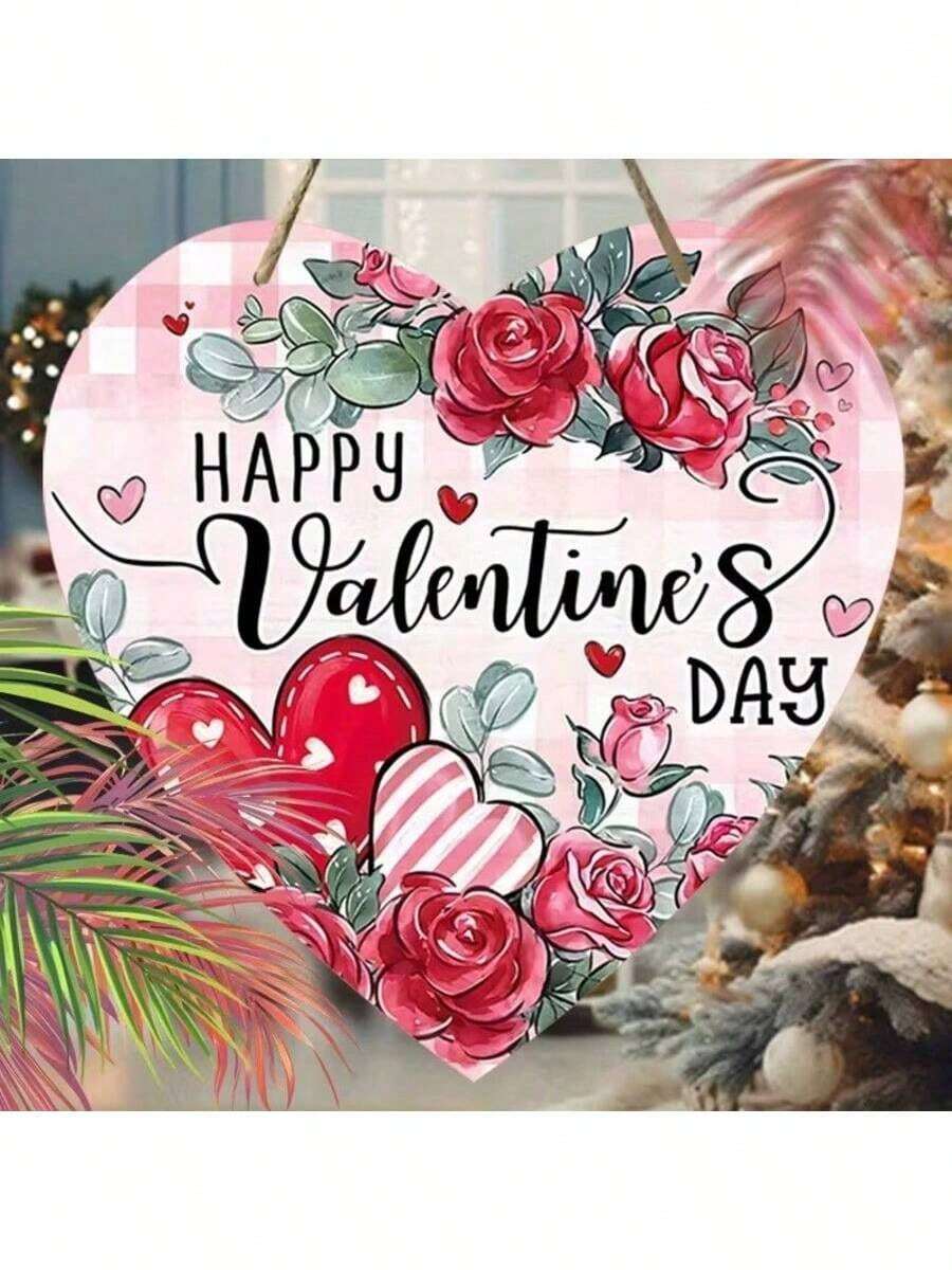 Colgante decorativo de madera con rosas románticas para el Día de San Valentín, un regalo para el compromiso y la boda de parejas, adecuado para puertas, cocinas, exteriores y jardines. Regalo del Día de San Valentín