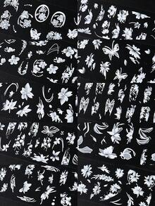 White Nail Art Stamping Stickers, Flower & Butterfly Holographic Design Gel Nail Stickers, Wedding Charm Foil Slider Nail Art Decorations, DIY Nail Art Accessories & Tools, Nail Supplies - White - View 6