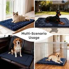 Tapete de cama para perro, reversible de doble cara, suave y esponjosa, cálida y refrescante, lavable aáquina, suministros para jaula y casa, uso en interiores y exteriores, cama de gato - Azul - Ver 6