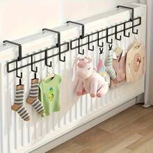 Heated Wall-Mounted Drying Rack - Metal Wall-Mounted Storage & Organization Rack With Multiple Hooks, Can Hold Shoes, Clothes And Accessories, Space-Saving Design, Suitable For Home And Office, Clothes Drying Rack