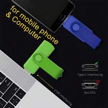 High-Speed USB-C Flash Drive] 2-In-1 High-Speed USB-C Flash Drive 128GB/116GB/100GB/256MB |   Dual Interface Thumb Drive With Metal Clip, OTG For Android Smartphones & Tablets, Compatible With PC & , Multi-Color Options, Smartphone Storage, Sleek - Black - View 12
