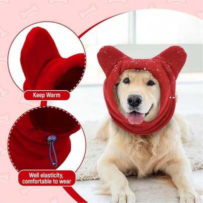 1 Dog Warm Hat, Cute Pet Winter Fleece Pullover Hat, Casual Solid Color Cute Dog Pet Hat Decoration