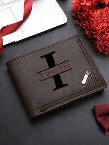 1 Pc Custom Name Men Wallet, 26 Letters A-Z, You Can Choose The Gift Box Style, Folding Wallet, Personalized, Unique, Fashion, Multiple Card Slots, Large Capacity, Easy To Carry, Suitable For Business People, Fathers, And Boyfriends, Suitable For New Year's Gifts, Birthday Gifts, Party Gifts, Men's Valentine's Day Gifts, Father's Day Gifts, Birthday Dad Gift Idea.