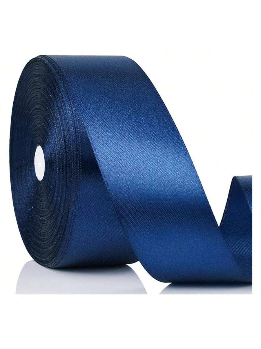 1 Rolo de Fita de Cetim com 4cm de Largura, Adequada para Fazer Laços, Decoração de Bolos, Embalagem - Azul Royal - Visão 1