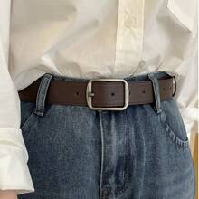 Simple And Sophisticated Korean Style Women's Belt, Versatile Denim Jeans Belt, Men's Student Belt, Matte Silver. - A - 查看 7