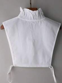 1pc Women's Elegant Pure White Polyester Fashion Fake Collar, V-Neck Lace Collar Ruffle Collar, Suitable For Autumn/Winter Daily Wear - Multicolor - View 7