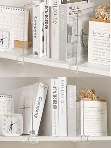 Set de 4 divisores de estantes de armario transparentes de acrílico, organizadores para armario, cajón, gabinete, estantes - Adecuado para estantes de madera o verticales en dormitorio, armario, escritorio de oficina, cocina - Organiza ropa, bolsos, carteras - Multicolor - Ver 8