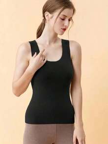 4pcs Women'S Seamless Thermal Tank Tops - Sleeveless, Double-Sided Brushed Solid Color, For Inner Wear As A Base Layer, With A Slim Round Neck,, Stretchy & Soft Chalecos Para Mujer Invierno For Winter Warmth - Nhiều màu - Xem 8
