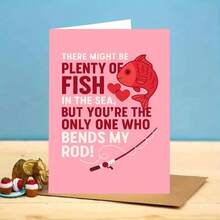 1pc Plenty Of Fish Love And Fishing Rod Humor Card Greeting Card With Envelope Playful Romantic Sea Life And Angling Design Perfect Valentine's Day Gift For Friends, Colleagues, Partners, And Loved Ones