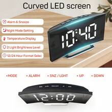 Electronic Alarm Clock Noiseless Design Digital LED Large Display Mirror Electronic Clock Digital Alarm Clock LED Mirror Clocks - Multicolor - View 3