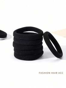 20/50/100pcs Women Black Seamless Hair Ties, Elastic Hair Bands, Hair Scrunchies ,Ponytail Holders ,Hair Rubber Bands ,Hair Rope Head Accessories - Black - View 8