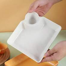 4-Piece Chips And Salsa Serving Plates Set With Dipping Sauce Rack For Appetizers Veggie Platter Sushi Tacos Charcuterie Barbecue Party Buffet Reusable White Dish Trays - 1 - Xem 4