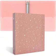 Carpeta de 3 anillos, organizador con purpurina de 1 pulgada, tamaño carta, 8.5 x 11 pulgadas, carpeta impermeable de moda, bonita para suministros escolares de oficina (oro rosa) - Oro rosa - Ver 12