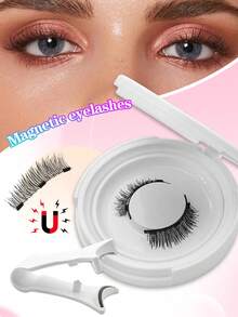 1 Pair Magnetic Eyeliner & Eyelashes Kit, Easy To Use Without Glue, Reusable False Lashes Tool, Suitable For Travel, Business Trip, Date, Hotel - Multicolor - View 11