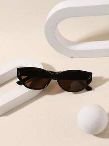 1副女士椭圆形猫眼轻便时尚眼镜，复古风格，适合户外活动，提供防护 - 彩色 - 查看 4