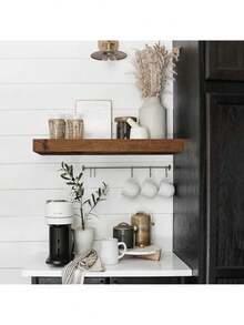 FEILIYA [1/2/3/4 Pcs/Thickness 0.59 Inch*Width 5.8 Inch*Length 15.7 Inch] Floating Wall Mounted Storage Rack, 1-Tier Floating Shelves, Display Rack, Bookshelf, Photo Frame Decor Rack, Kitchen Spice Bottle Organizer, Office Figurine Display Rack, Bedroom Nightstand Decor Rack, Available In Brown/Black/White, Suitable For Bedroom/Kitchen/Study/Living Room/Bathroom - Multicolor - View 3