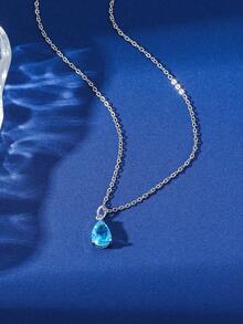 1條簡約時尚的水滴形不銹鋼女士吊墜項鍊,全能鎖骨鏈日常配件