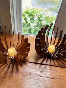 2pcs Handmade Lotus Flower Candle Holders (Candles Not Included), Home Decor Candle Holders, Lotus Flower Shaped Candle Holders, Elegant Candle Decor, Suitable For Wedding, Home, Christmas, Mother's Day - No Battery Required, Modern Minimalist Decor, Handmade, All Seasons