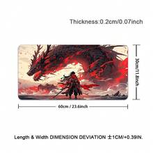 1 pièce Grand tapis de bureau style samouraï japonais, tapis de souris de jeu cool avec dragon rouge. Grand tapis de bureau XXL, tapis de bureau kawaii anime, protecteur de bureau pour ordinateur portable et clavier - Rouge - Voir 13